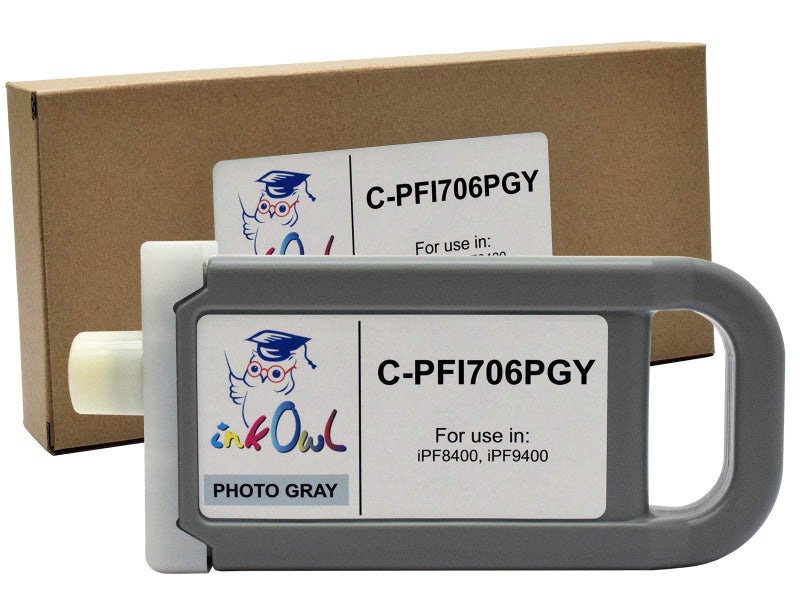 InkOwl Compatible Ink Cartridge Replacement for Canon PFI-706PGY (700ml, Photo Gray) for iPF8400, iPF9400 Printers - Image 1
